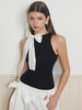 Body Chic Sans Manches Noeud Col Rond Haut Femme Bicolore