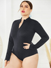Body grande taille pour femmes col haut manches longues manches cloche Polyester Stretch Body décontracté