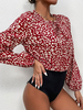 Body Imprimé Femme à Col Rond avec Manches Longues Coupe Cintrée Body Sexy
