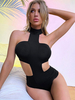 Body sans manches noir col bijou haut sexy pour femme