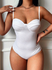Body Sexy Femme avec Bretelles à Col Décolleté Coupe Cintrée Unicolore