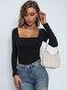 Body Sexy Femme avec Manche Longue Coupe Cintrée Unicolore Body Sexy