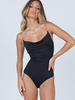 Body Tops Sexy Femmes avec Bretelles Métales à Col Décolletée en V Coupe Cintrée Unicolore Moulant Unicolore