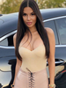Bodys Femmes avec Bretelles à Col Décolleté en V sans Manches Moulants Coupe Cintrée Unicolore
