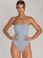 Bodys Sexy Femmes avec Bretelles Moulantes à Col Décolleté Carré Coupe Cintrée Unicolore