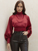 Bodys Tops Femmes avec Manches Longues Amples à Col Montant Taille Haute Unicolore sexy