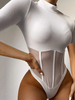 Bodysuit Haut Sexy Femme Sexy Moulant avec Manches Courtes à Col Montant Coupe Cintrée Creusant Unicolore Lingerie Sexy