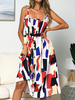 Boho Dress Lace Up Straps Neck Sleeveless Floral Printed Knotted Summer Dress