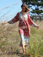 Boho Dresses Robe imprimée à manches longues femme