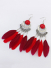 Boho Drop boucles d’oreilles plumes rouge Orange détail boucles oreille