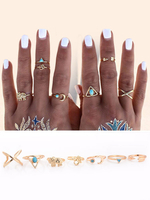 Boho Femmes Bijoux Glamour Blond Alliage De Métal Anneaux 7pcs