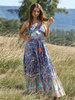 Boho Maxi Dresses Summer Floral Print Women Straps Long Beach Dress