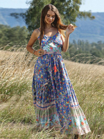 Boho Maxi Dresses Summer Floral Print Women Straps Long Beach Dress