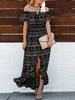 Boho Maxi Robes Off The Shoulder Imprimé en mousseline de soie robe haute basse