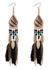 Boho Plume Boucles doreilles Perle Chaîne Dangle Boucles doreilles Boucles dOreilles Déclaration