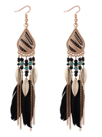 Boho Plume Boucles doreilles Perle Chaîne Dangle Boucles doreilles Boucles dOreilles Déclaration