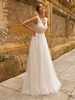 Boho Robe de Mariée Dentelle Dentelle A-ligne avec Train Taille Naturelle Sans Manches Col en V Ivoire