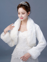 Bolero Wedding Jacket Ivoire manches longues fausse fourrure mariée hiver Cover Up