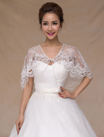 Boléro de mariage en dentelle ivoire à lacets avec dentelle