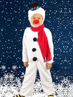 Bonhomme de neige de Noël Costume combinaison blanche avec écharpe pour enfants Déguisements Noël