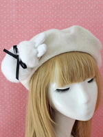 Bonnet de lolita en laine avec lapin et béret lolita Déguisements Halloween