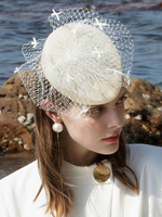 Bonnet Fascinator Femme Ecru Tulle Blanc Net Accessoires Cheveux Vintage Déguisements Halloween