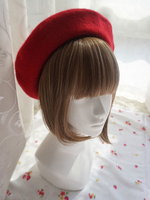 Bonnet Lolita Doux Béret Lolita Rouge Laine Déguisements Halloween