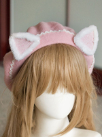 Bonnet Lolita Sweet Lolita Béret Oreille de Chat en Laine Déguisements Halloween