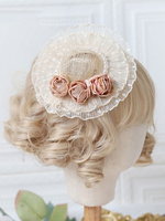 Bonnet Sweet Lolita Rose Fuchsia Perles Fleurs Accessoire Polyester Lolita Accessoires