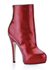 Boots à talons aiguilles bordeaux style cuir verni