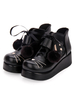Booty classique Lolita Pom Pom Chaussures à lacets brodées en Synthétique noir Lolita Déguisements Halloween