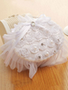 Boîte à oreiller anneau porteur blanc dentelle arcs volants strass perles fournitures de cérémonie de mariage