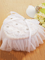 Boîte de mariage bague dentelle blanche perles strass noeuds forme de coeur boîte de mariage