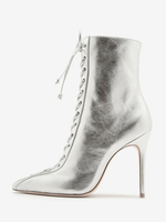 Botte à bout pointu argentées pour femmes Bottines à talon aiguille
