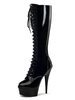 Botte sexy noir en PU talon haut plateforme à lacets Bottes de club