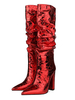 Bottes à hauteur du genou Rouge bout pointu Bottes à talons hauts Synthétique Femmes