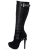 Bottes à Talon Noir Bout Amande en Cuir Pu Talon Aiguille Longueur Genou 2021 Cuissardes Bottes d