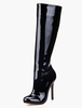 Bottes à talons aiguilles noires brillantes zip latéral