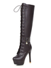 Bottes à talons aigus en Synthétique unicolore avec lacets