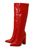 Bottes à Talons Femme en Cuir Synthétique Verni avec Bout Pointu Unicolore Sexy