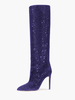 Bottes à Talons Hauts Femme en Cuir Synthétique avec Bout Rond en Paillettes Unicolore