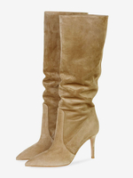 Bottes à Talons Hauts Femme en Cuir Synthétique avec Bout Rond Unicolore