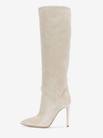 Bottes à Talons Hauts Femme en Cuir Synthétique avec Bout Rond Unicolore