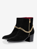 Bottes à talons hauts pour hommes bottes Chelsea en cuir suédé noir chaînes à bout pointu bottes de robe de bal de fête