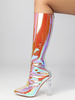 Bottes à talons hauts sexy à bout pointu et fermeture éclair pour fête bottes blanches hautes au-dessus du genou