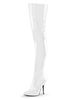 Bottes à talons hauts sexy bout pointu zipper paillettes talon aiguille Rave Club blanc sur les bottes au genou