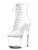 Bottes à talons hauts sexy bout rond à lacets fermeture éclair géométrique talon aiguille Rave Club cuissardes transparentes