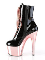 Bottes à talons hauts sexy bout rond à lacets fermeture éclair talon aiguille Rave Club noir cheville bottes sexy