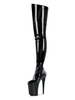 Bottes à talons hauts sexy bout rond fermeture à glissière talon aiguille Rave Club noir cuissardes