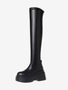 Bottes au-dessus du genou à plateforme Cuissardes bout rond noires pour femmes